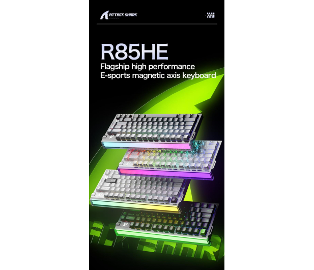 Attack Shark R85 HE Rapid Trigger 8kHz/256kHz neonowa zieleń/czarna - 1472696 - zdjęcie 7